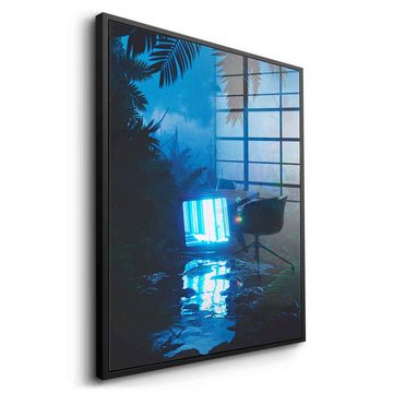 DOTCOMCANVAS® Acrylglasbild Cracked - Acrylglas, Acrylglasbild blau schwarz KI AI generiert digitale Kunst Wandbild