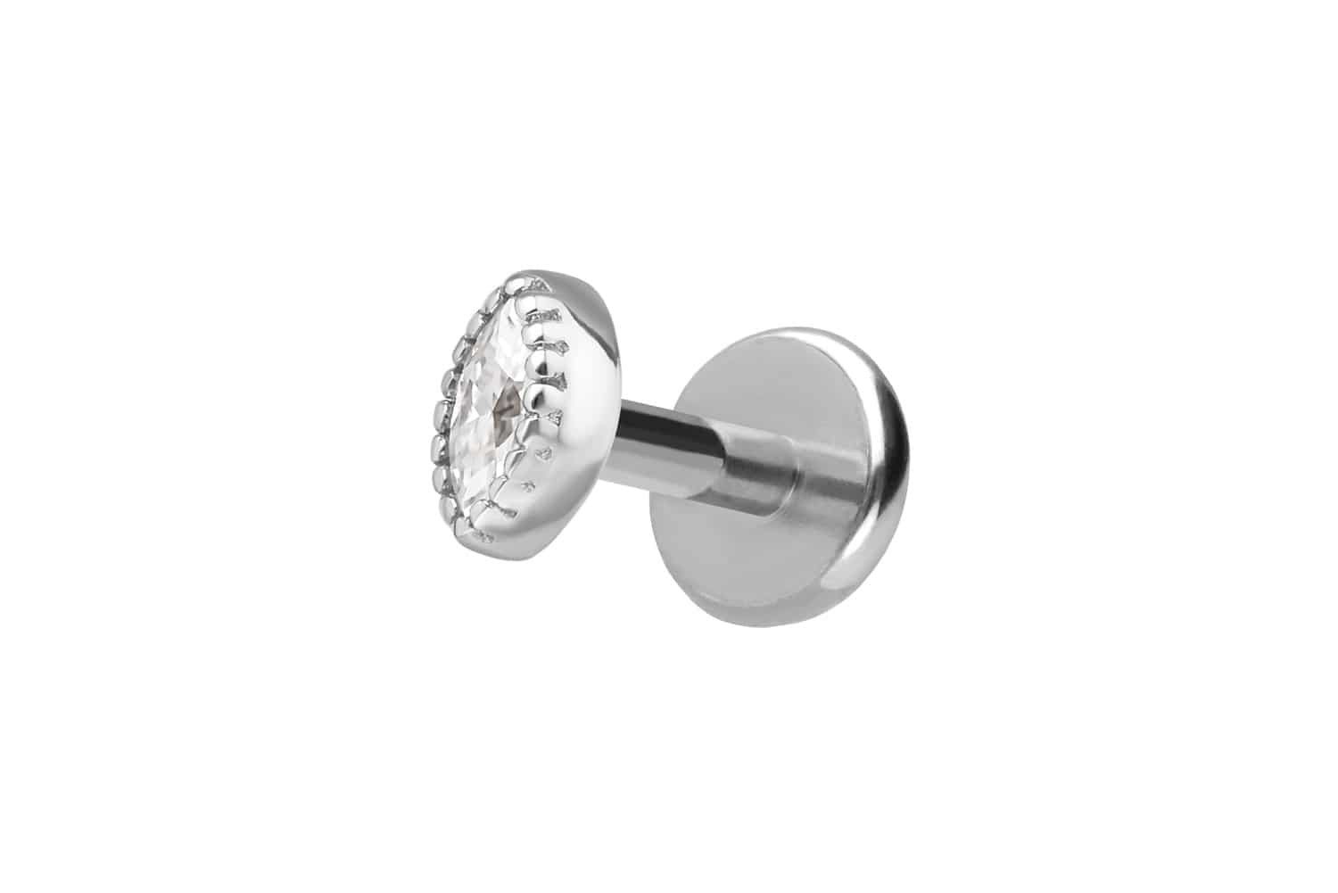 PIERCINGLINE Piercing-Set Titan Labret mit Innengewinde + 925er Silber Aufsatz MOISSANIT-OVAL (Labrets, 1-tlg)