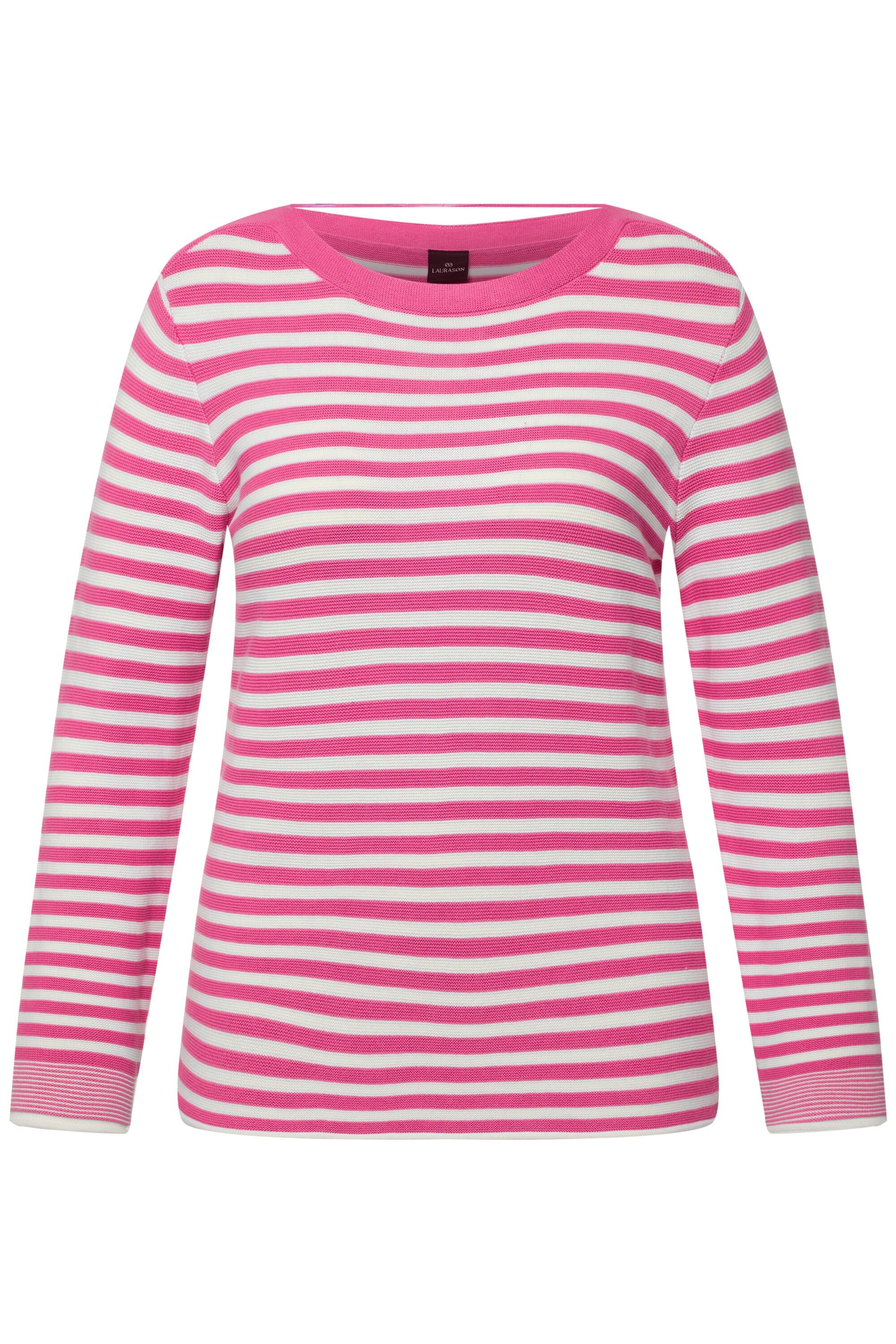 Laurasøn Strickpullover Pullover Feinstrick Ringel U-Boot-Ausschnitt günstig online kaufen