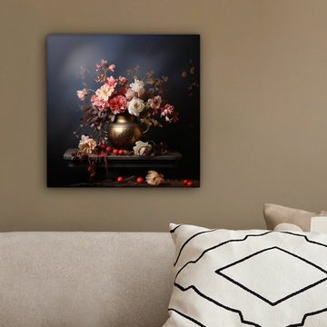 OneMillionCanvasses® Leinwandbild Stilleben - Blumen - Rosen - Blumenstrauß - Vase, (1 St), Leinwand Bilder für Wohnzimmer Schlafzimmer, 20x20 cm