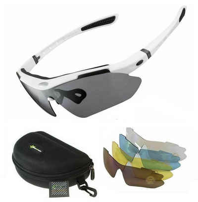 ROCKBROS Fahrradbrille »Fahrradbrille Polarisiert Sportbrille WHITE Sonnenbrille Brille UV400 + ETUI + 4 Ersatzgläser«