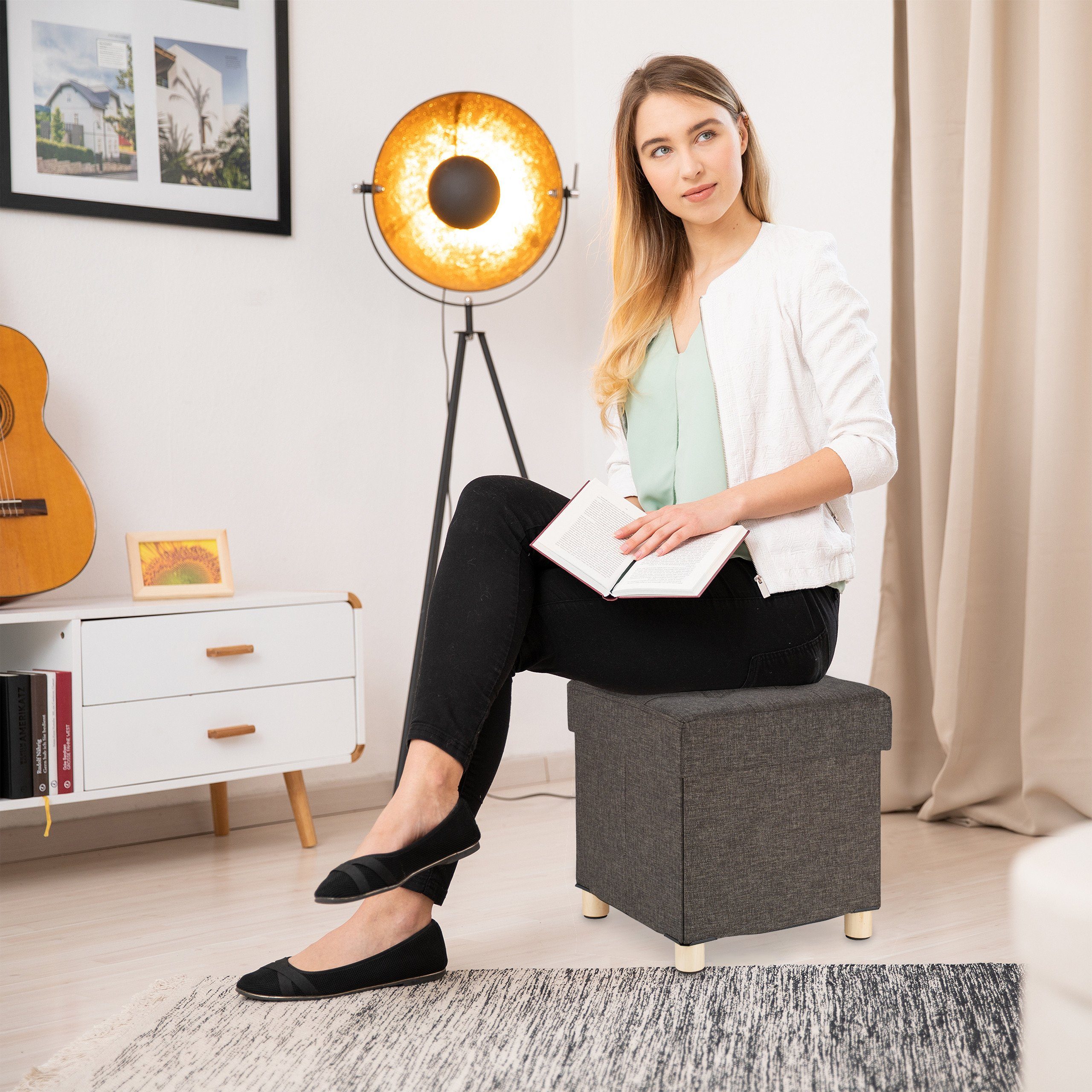 relaxdays Sitzhocker mit Stauraum, Braun günstig online kaufen