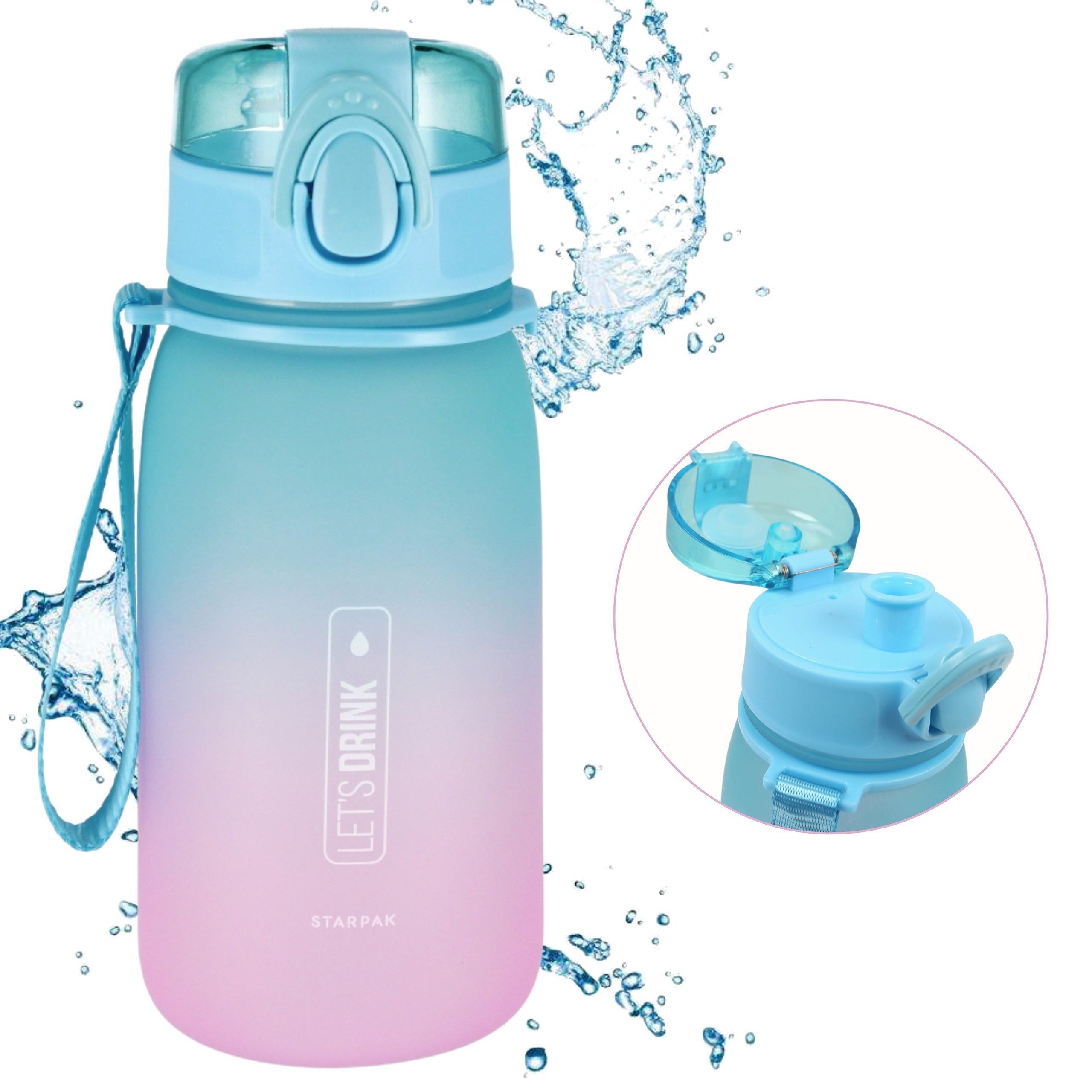 Trinkflasche Ombre Trinkflasche mit Mundstück, Wasserflasche, Kunststoff 400 ml