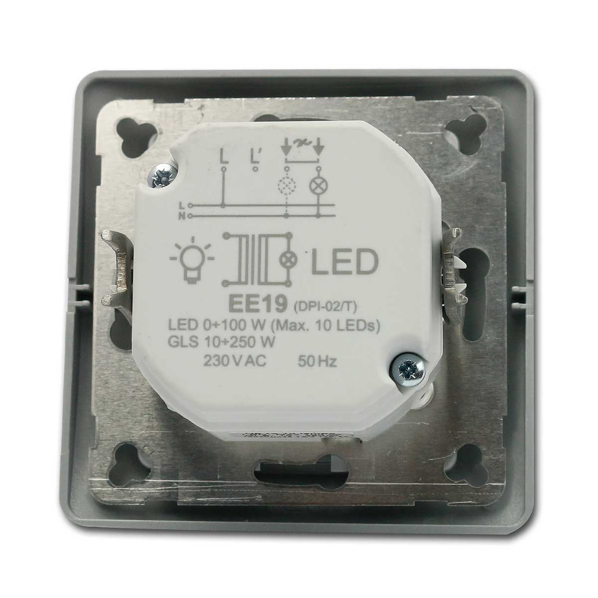 TEM Drehdimmer EKONOMIK LED Dimmer silber250V~/10A UP 0W-100W