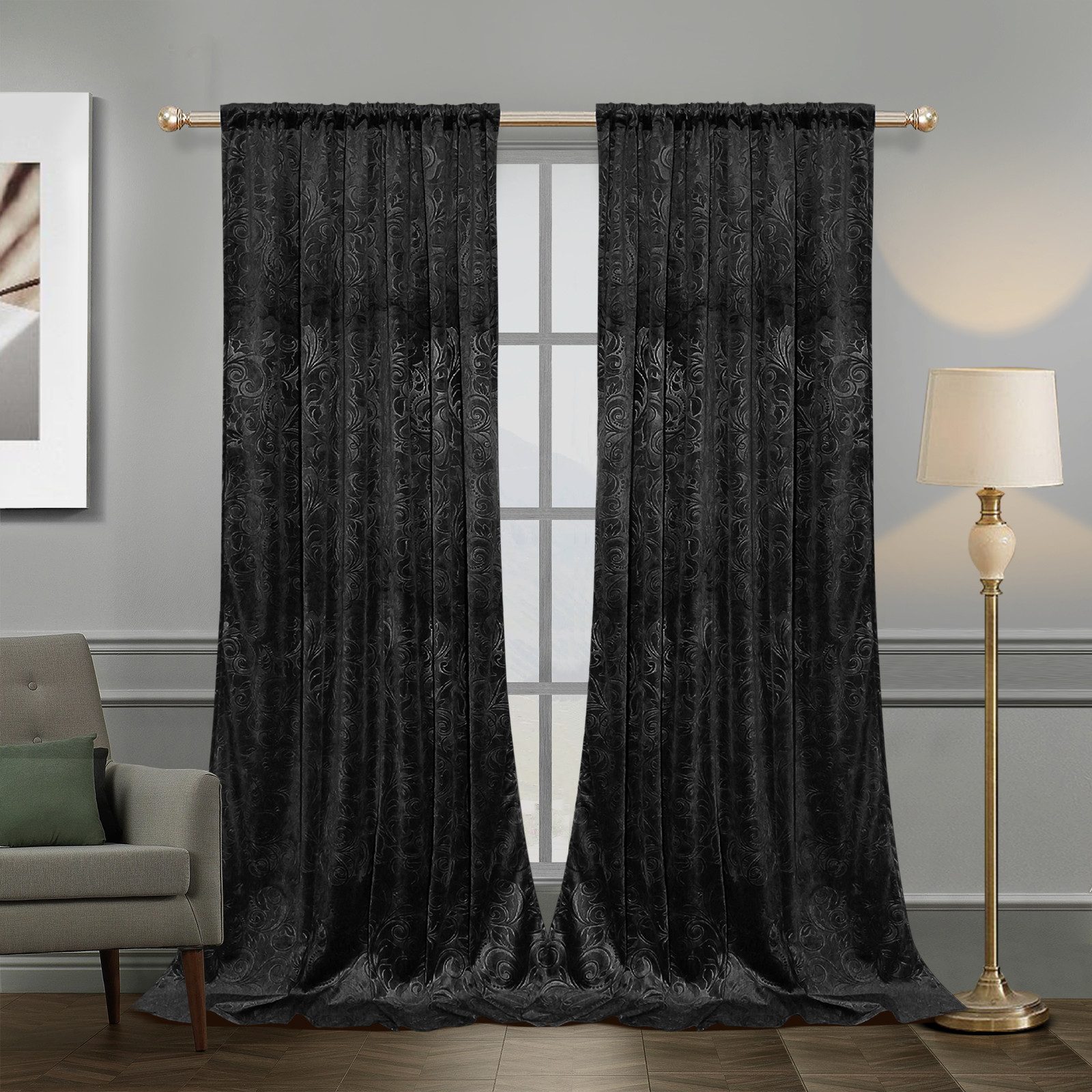 BTTO V&G Vorhang Gardinen Blickdicht Vorhang Samt Velvet Kräuselband (2 St) günstig online kaufen