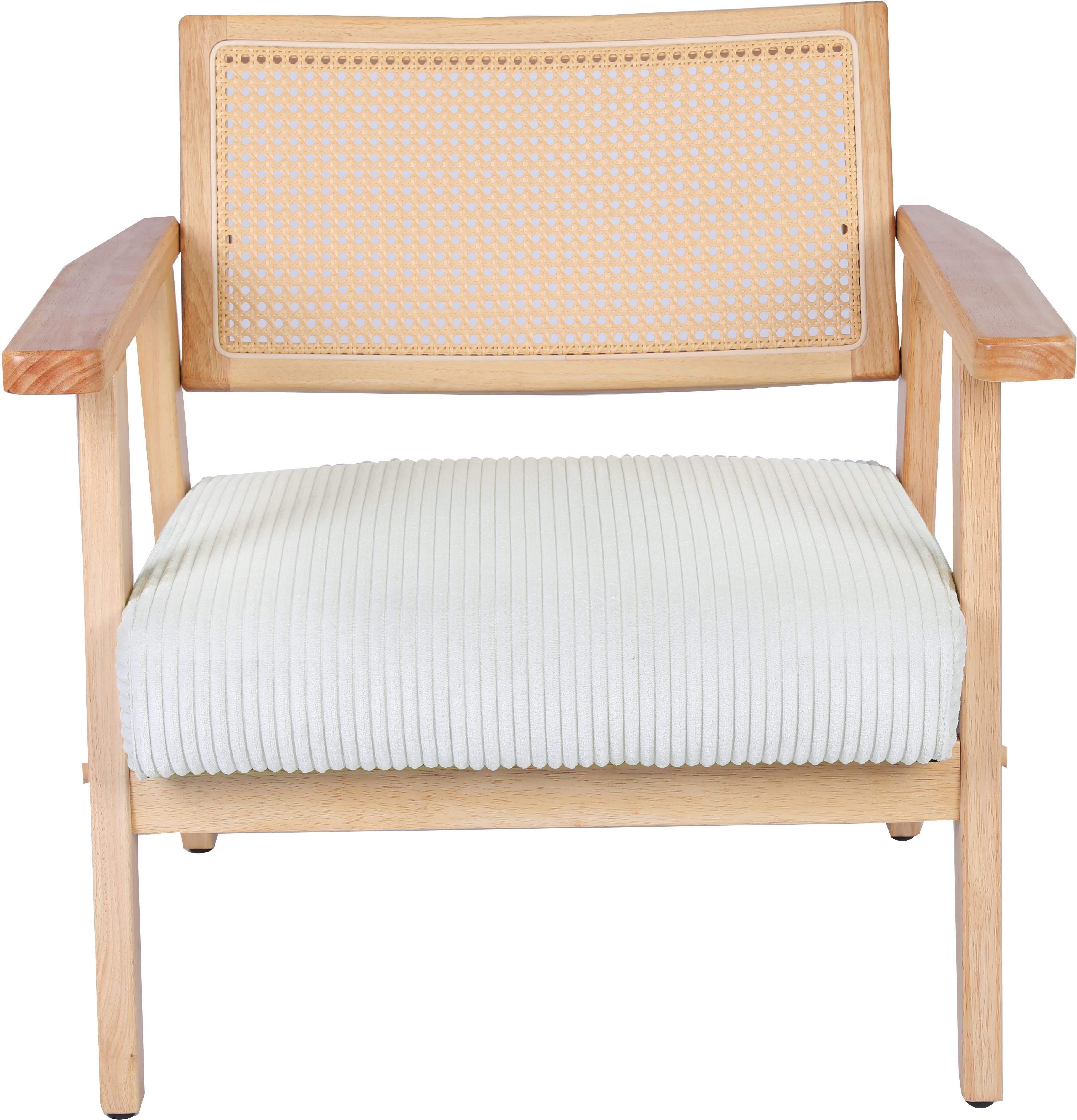 Home affaire Loungesessel VILLAINE, Einzelsessel, Rattan-Sessel mit Wiener Geflecht, Cord, Webstoff