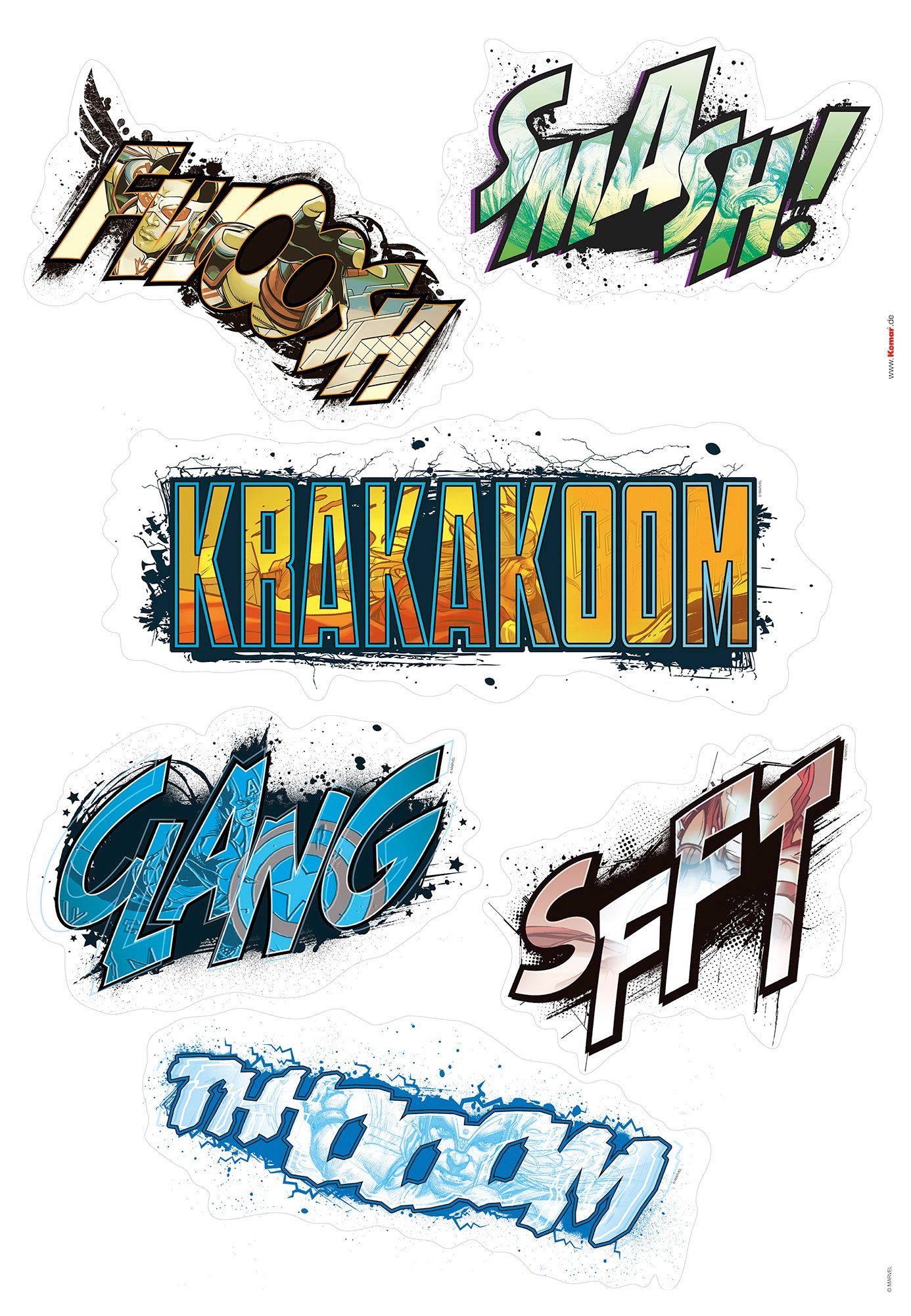 Komar Wandtattoo Avengers Sounds - Размер 50 x 70 cm (6 St), selbstklebend, Wandsticker, Kinderzimmer