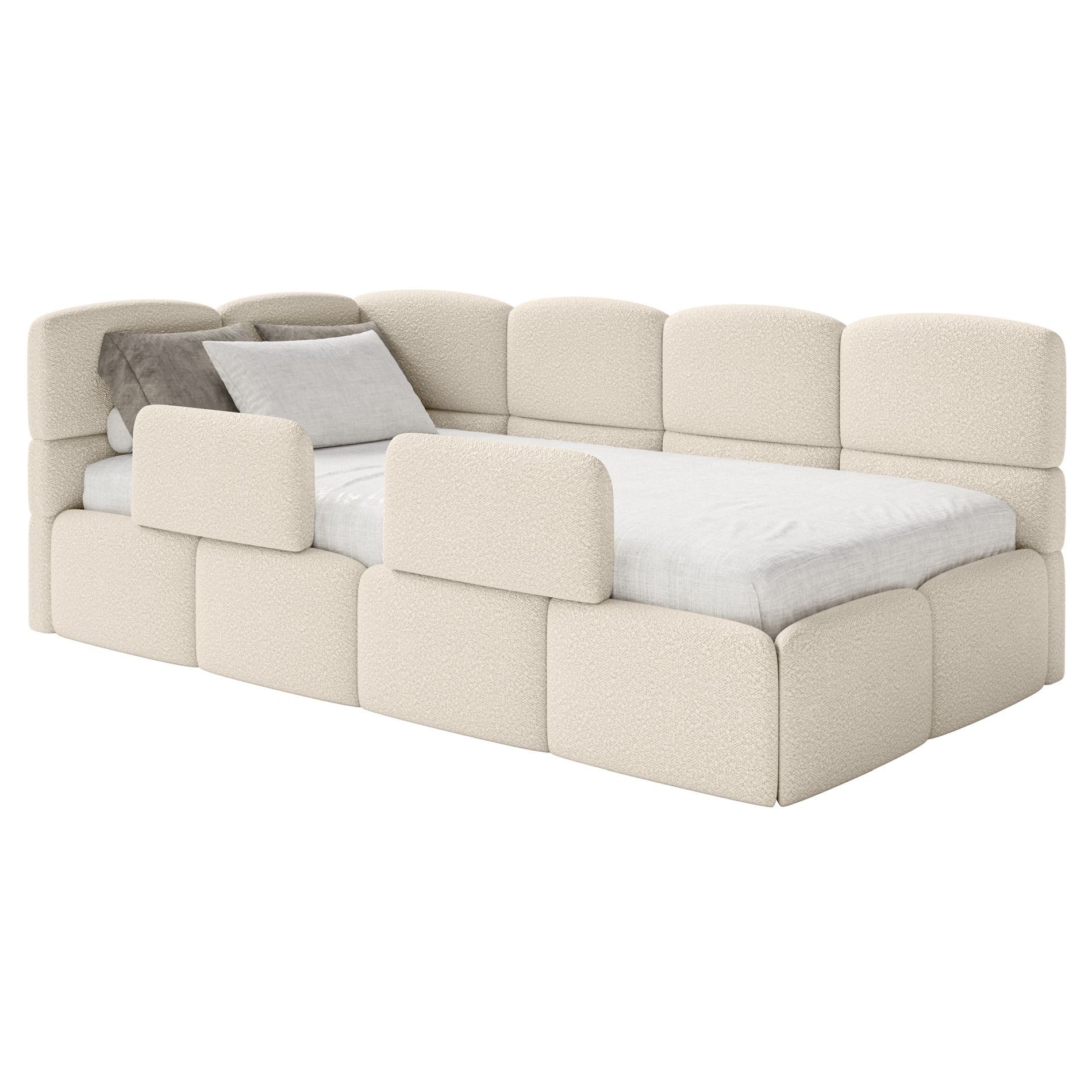 Selsey Jugendbett CLOUDY, mit Bettkasten, Bouclé, 90x200 cm, Kopfteil links günstig online kaufen