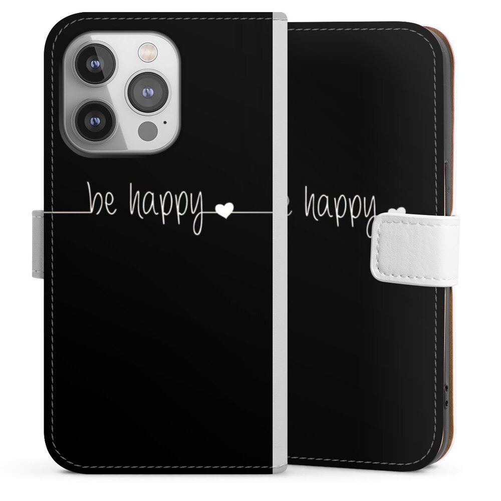 DeinDesign Handyhülle »Be Happy Black« Apple iPhone 14 Pro, Hülle
