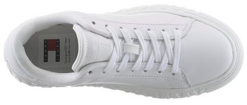 Tommy Jeans TJW LEATHER CUPSOLE ESS Plateausneaker mit Logobuchstaben im Plateau, Freizeitschuh, Halbschuh, Schnürschuh