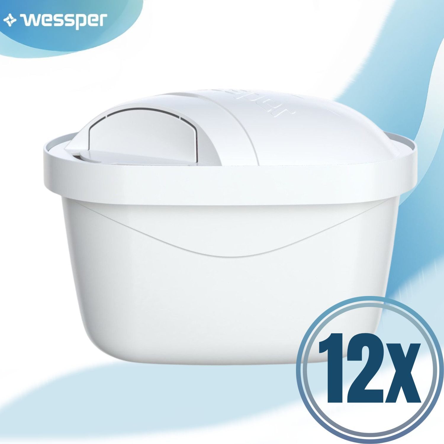 Wessper Kalk- und Wasserfilter 12 Stück Wessper® AQUAMAX Filter Kartuschen, Filterkartuschen, Zubehör für : (durch einen zusätzlichen PIN, der sich auf der Innenseite der Filterfolie befindet) Brita Aluna, Elemaris, Marella und vielen anderen. Reduziert Kalk und Chlor sowie Schwermetalle., Alternative zu Brita Maxtra, Maxtra+ bis zu 200 L pro Kartusche.