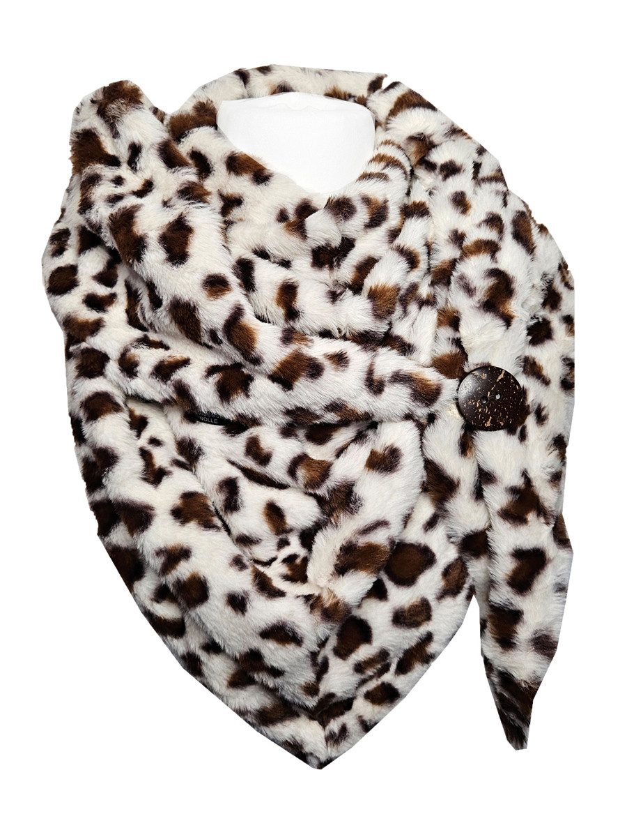 Dreieckstuch SAISON Kunstfell Dreieckschal mit Knopf LEO Creme Webpelz Wint günstig online kaufen