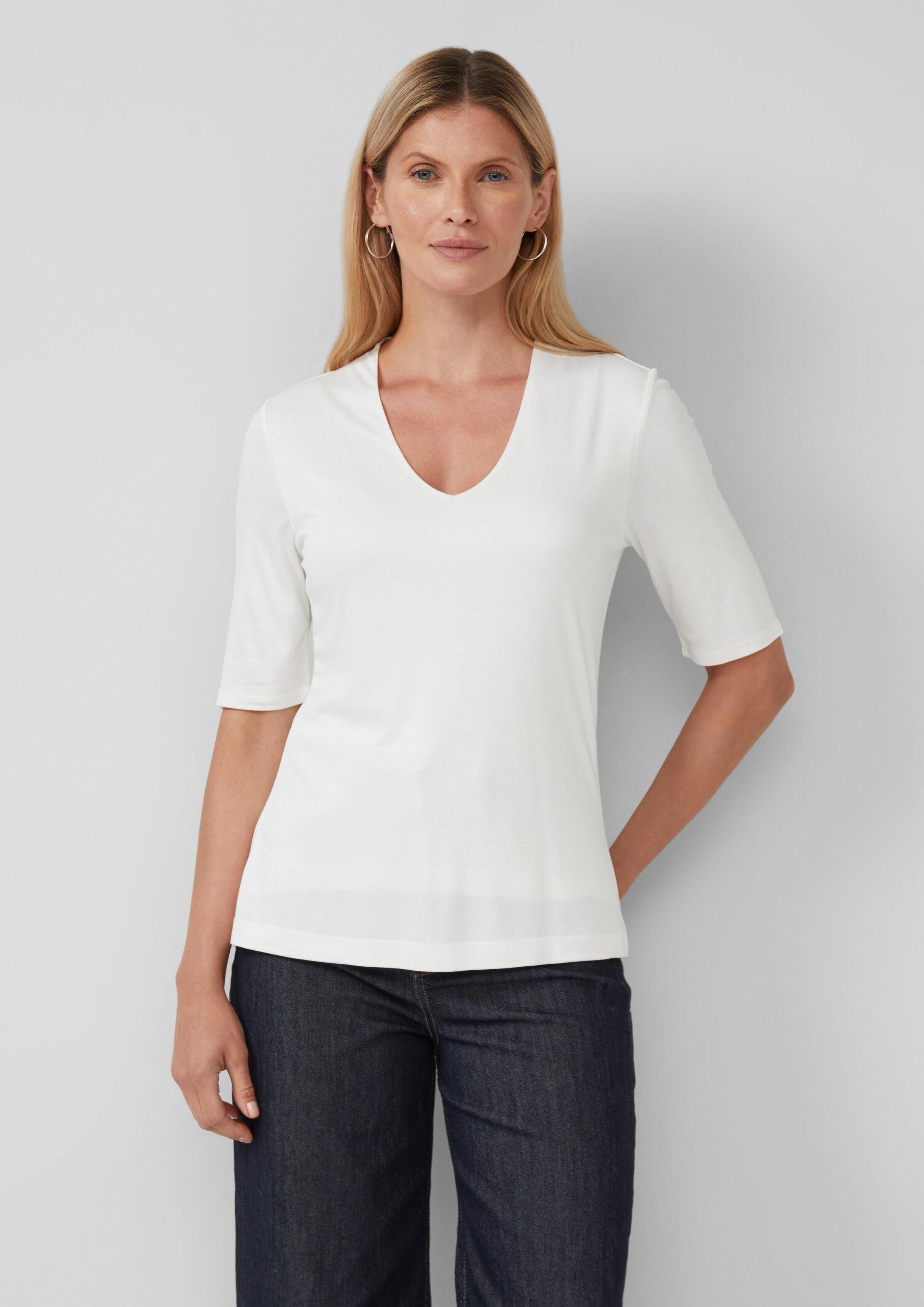 s.Oliver Kurzarmshirt T-Shirt T-Shirt mit V-Ausschnitt