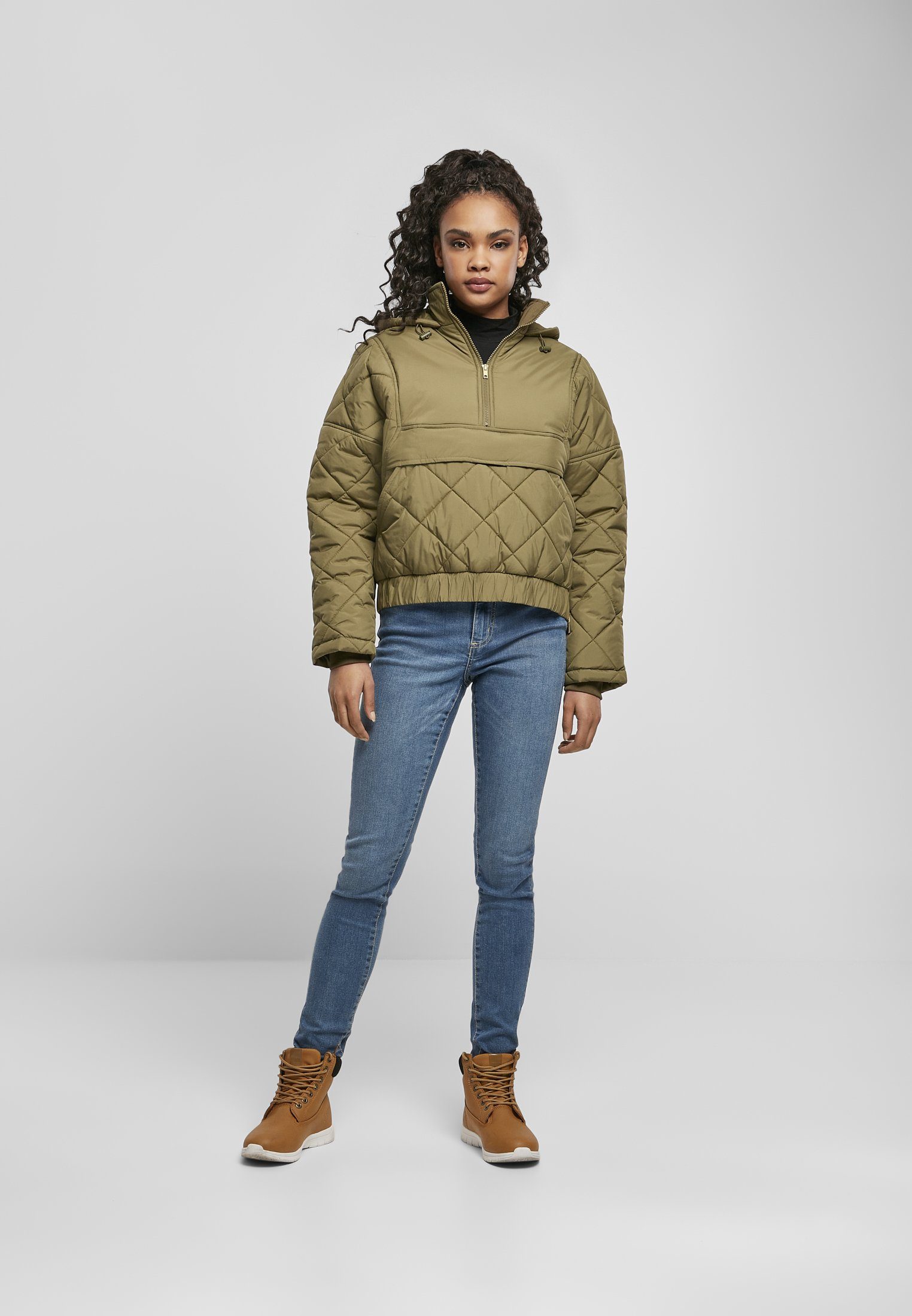 Ladies Oversized Jacket Quilted URBAN tiniolive Diamond Pull CLASSICS (1-St) Damen Over Winterjacke