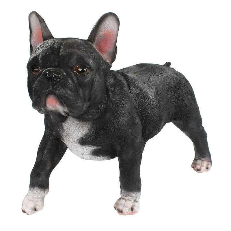 colourliving Tierfigur Hunde Figur Französische Bulldogge Figur stehend schwarz lebensecht (1x stehend), handbemalt, wetterfest, lebensecht wirkend