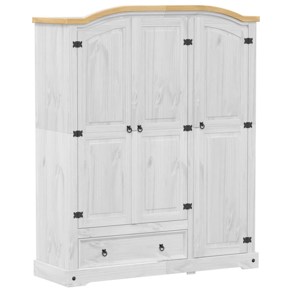 vidaXL Kleiderschrank Kleiderschrank Corona Weiß 151,5x52x186 cm Massivholz Kiefer (1-St)