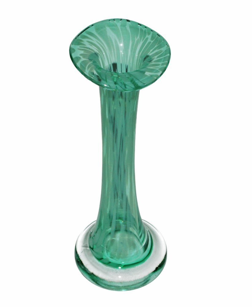 JS GartenDeko Dekovase Glasvase H 20 grün schmale Glas Muster in Blumenvase aus cm Vase