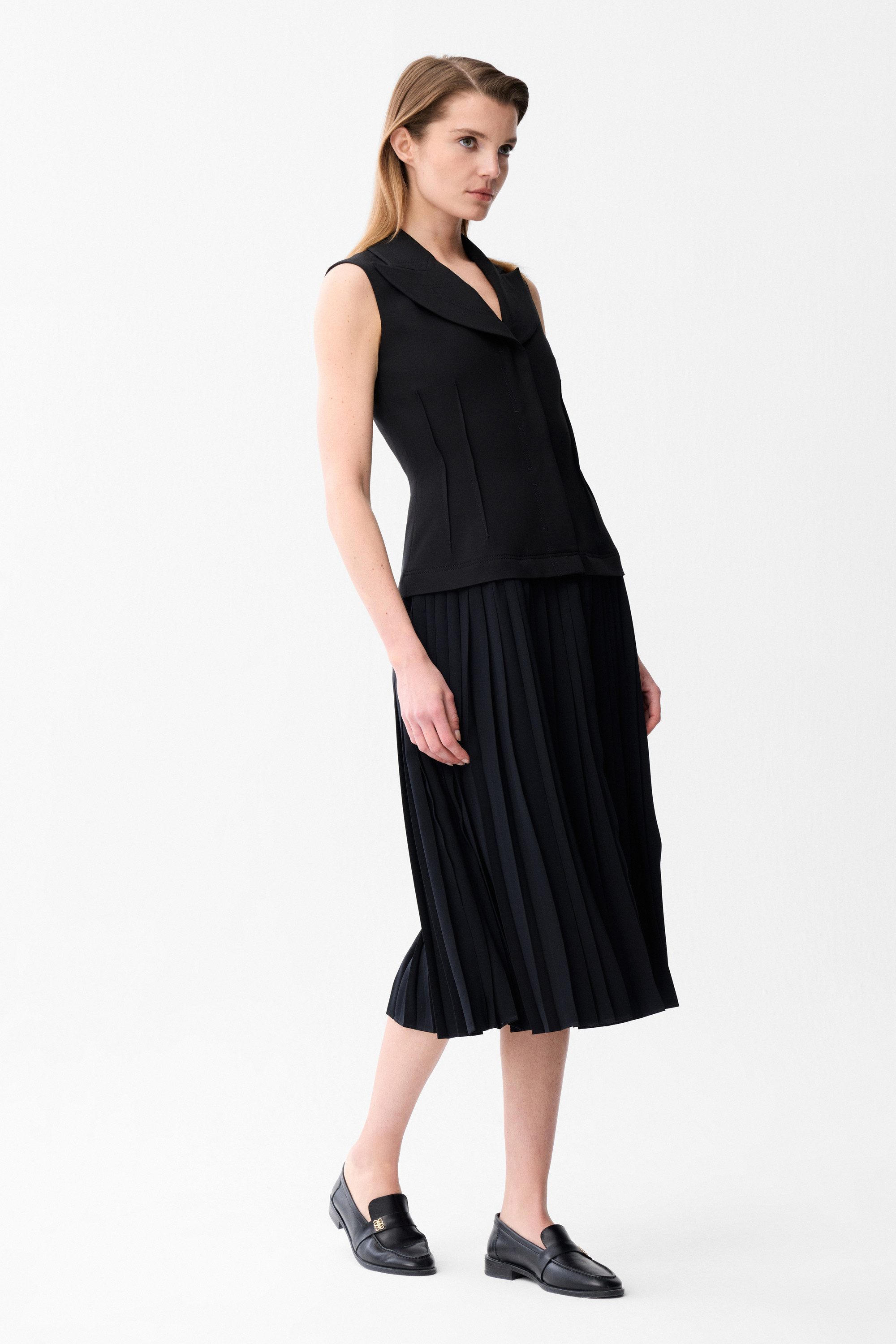 adL Maxikleid Kleid mit Plissee-Detail