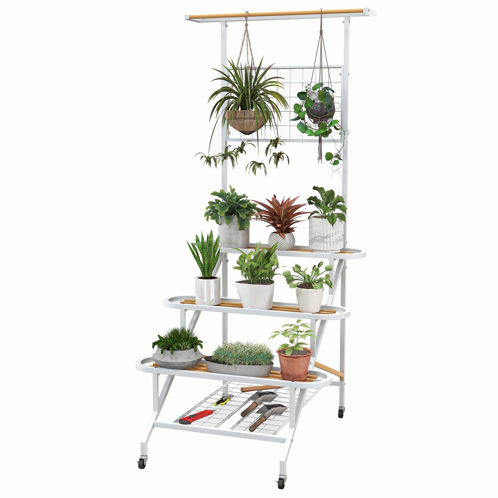 KOMFOTTEU Blumenständer Pflanzenleiter, mit 3 Ebenen, günstig online kaufen