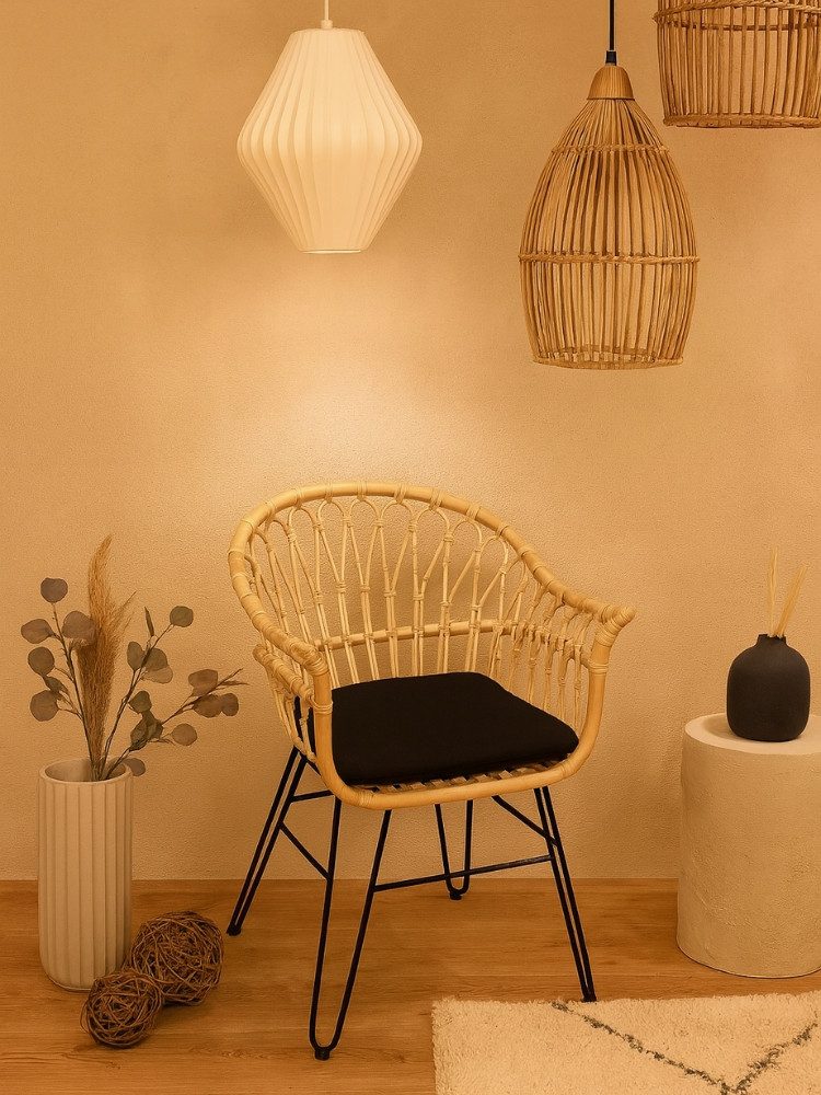 WOLF MÖBEL Esszimmerstuhl BALI Rattan Stuhl Cantigi inkl. Kissen schwarz (6 günstig online kaufen