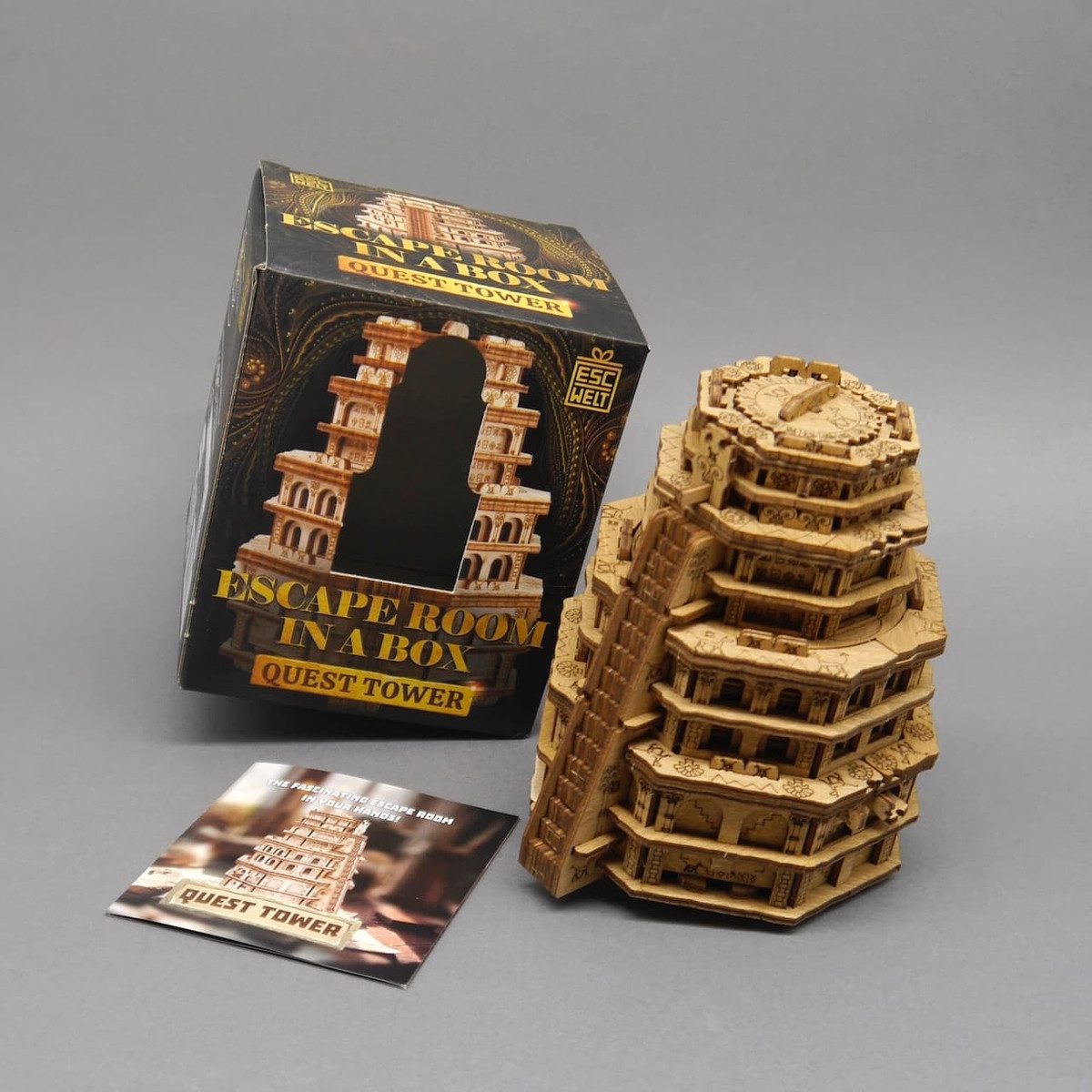 ESC, Escape Welt Spiel QUEST TOWER - herausfordernde Cluebox, Knobelspiel, Holzpuzzle