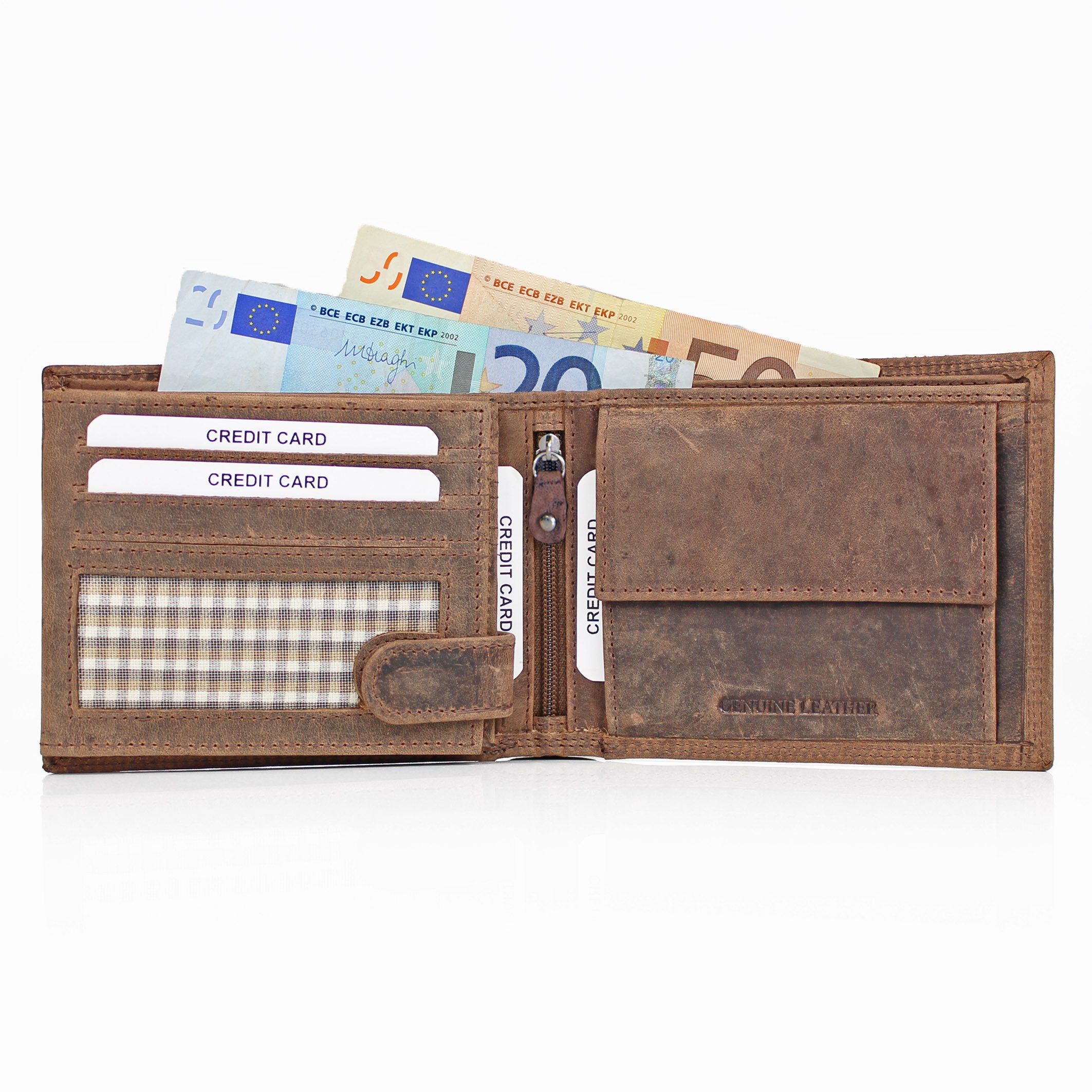 ALMADIH Brieftasche Leder P2Q Portemonnaie RFID Schutz Börse Geldbörse Geldbeutel