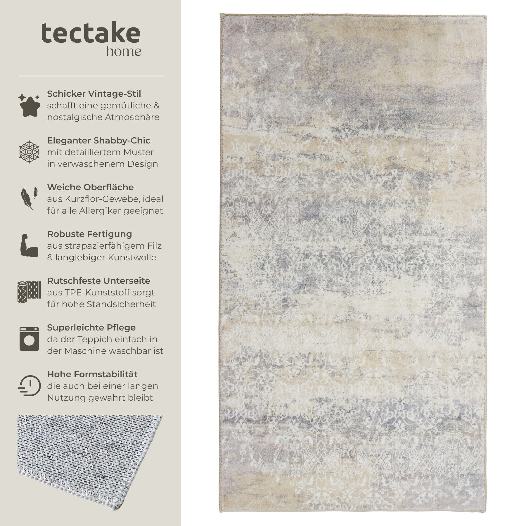 tectake Teppich Vintage Designer Teppich, eckig, günstig online kaufen