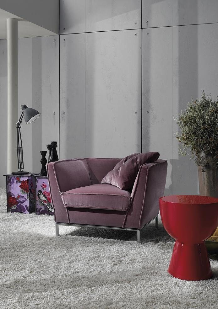 Italienische Polster Luxus Design (Sessel), Sessel in Sessel JVmoebel Möbel Rot Lila Einsitzer Made Europe Relax