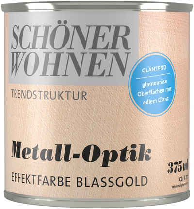 SCHÖNER WOHNEN-Kollektion Wand- und Deckenfarbe Trendstruktur Metall-Optik, 375 ml, blassgold, glänzende Effektfarbe für metallischen Look