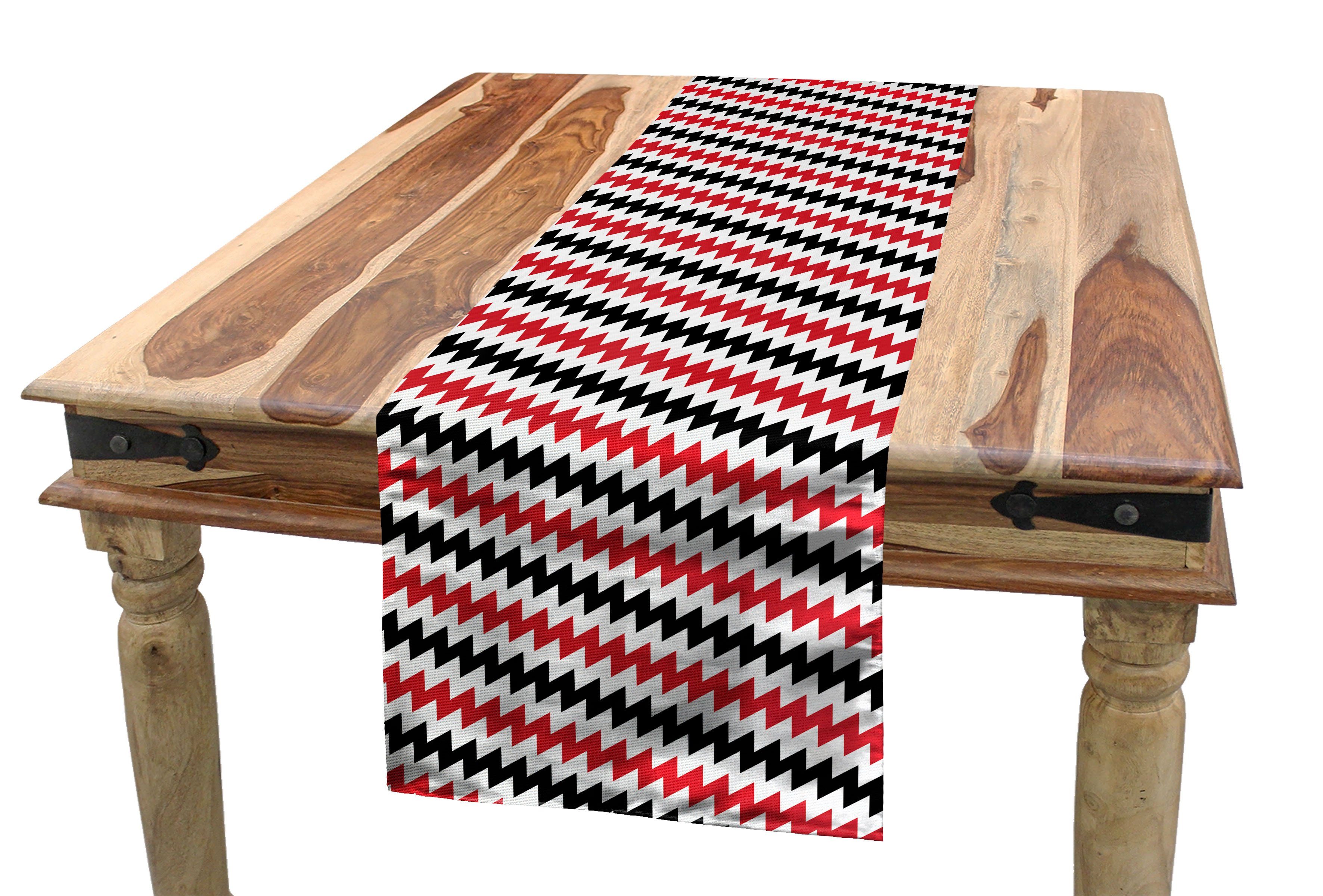 Abakuhaus Tischläufer Esszimmer Küche Rechteckiger Dekorativer Tischläufer, rot schwarz Zick-Zack-Linien Chevron