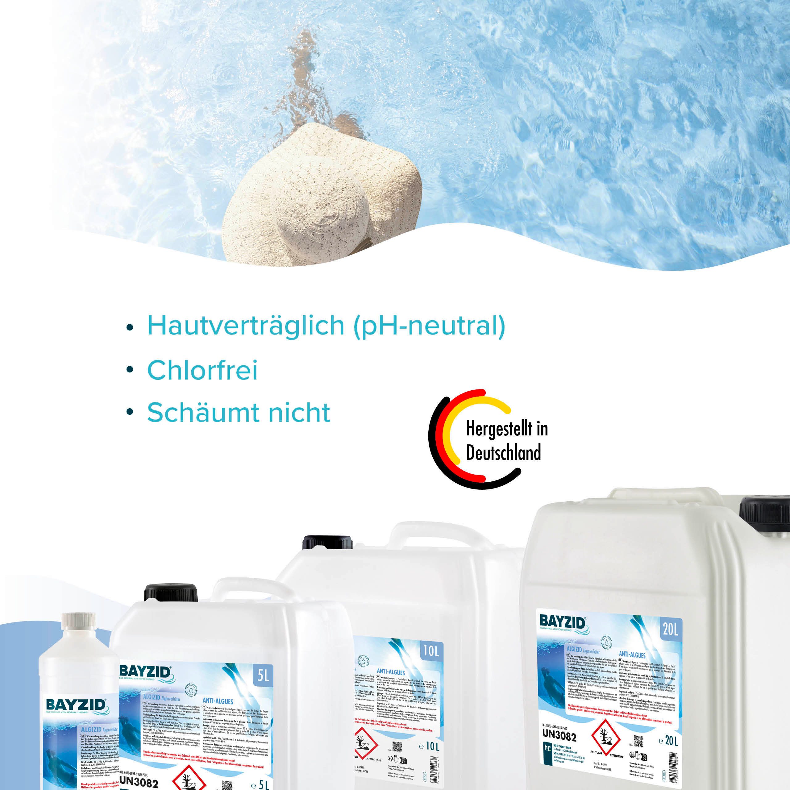 Höfer Chemie GmbH Poolpflege 2x 5 L BAYZID® Algizid Algenverhütung für Pools, Vorbeugend gegen Algenbildung – Bild 4 von 5