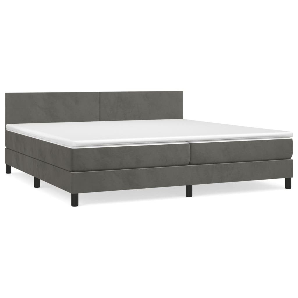 Boxspringbett 200 x 200 cm Boxspringbett mit Matratze Dunkelgrau 200x200 cm Samt Bet