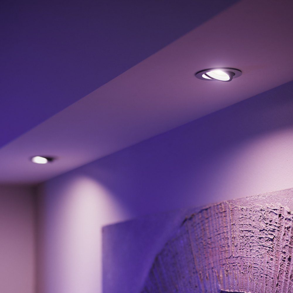 Philips Hue LED Einbauleuchte Bluetooth 5,7W, in warmweiss, White Color Ja, Angabe, LED, enthalten: Ambiance & Centura Einbauspot Einbaustrahler, Leuchtmittel Einbauleuchte Silber keine