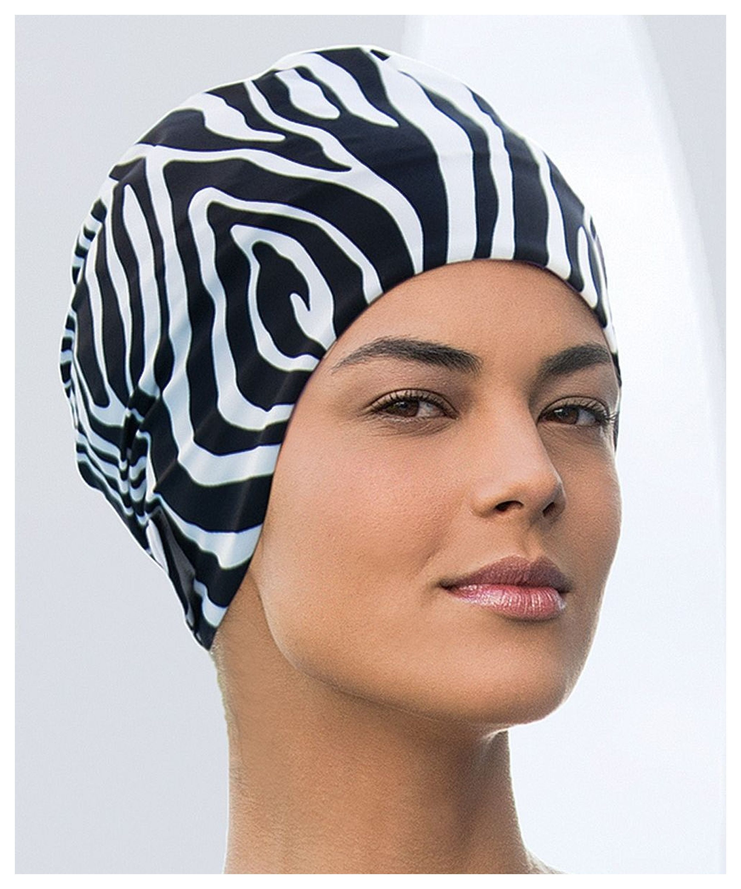Badekappe Fashy - Badehaube Badekappe Schwarz Weiß (3478) Bademütze Damen
