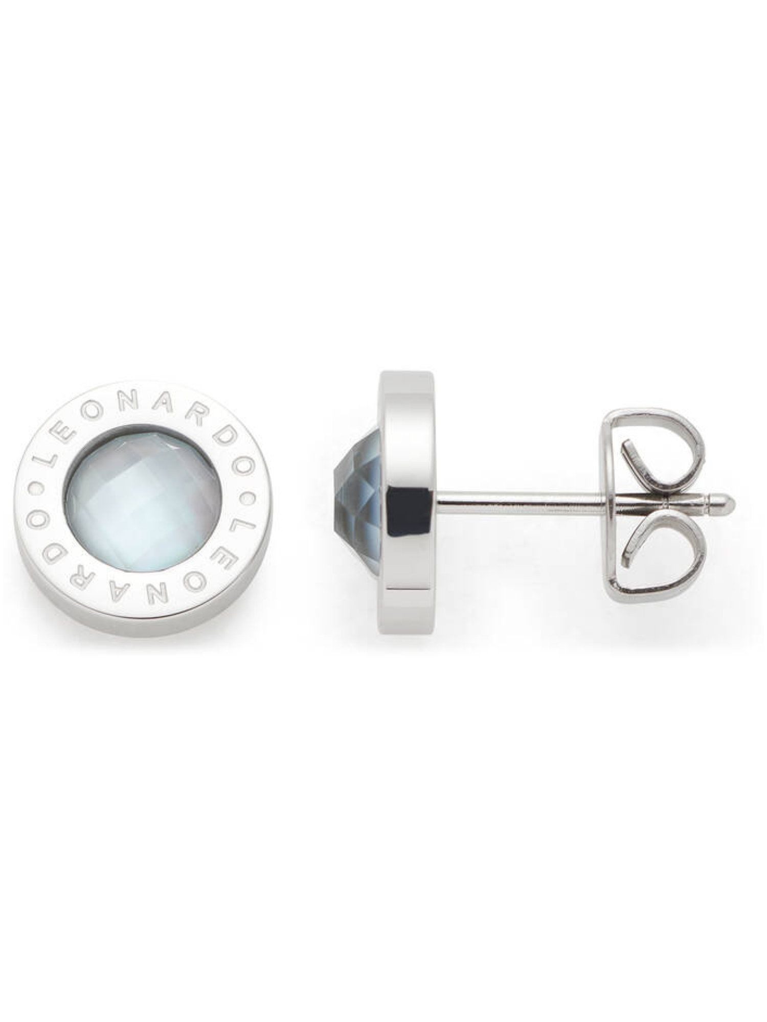LEONARDO Paar Ohrstecker 26144, Leonardo 026144 Damen Ohrstecker Matrix Edelstahl Silber Hellblau