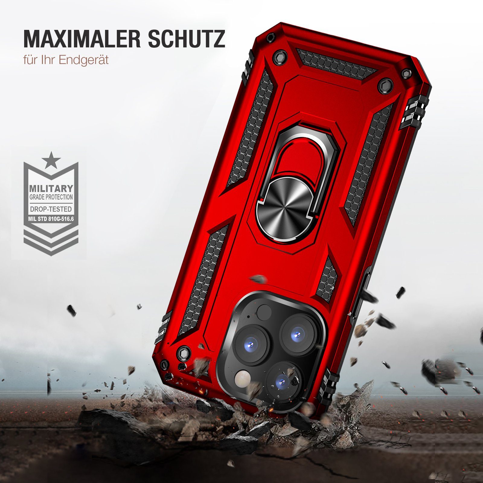 Tec-Expert Handyhülle Outdoor Cover Hülle für Apple iPhone 14 Pro 6.1 Zoll, 6.1, Premium Hülle aus verstärktem Polycarbonat