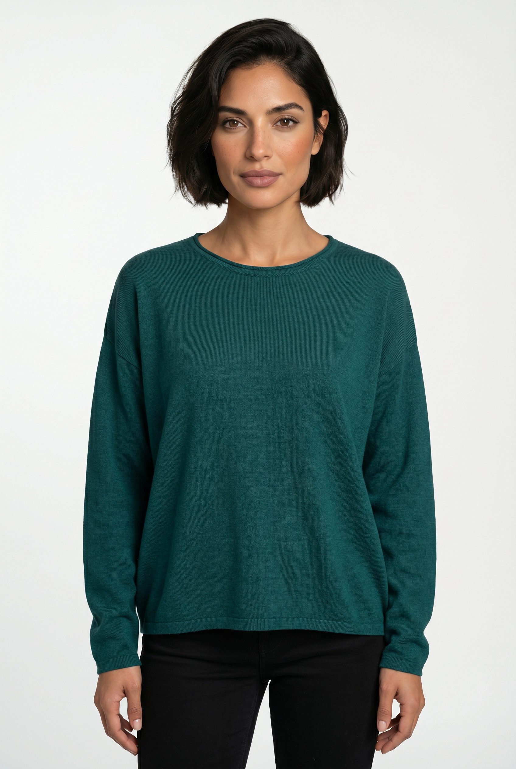 Vero Moda Strickpullover VMEXCITING PLAIN LS O-NK ROLL PULLOV BOO