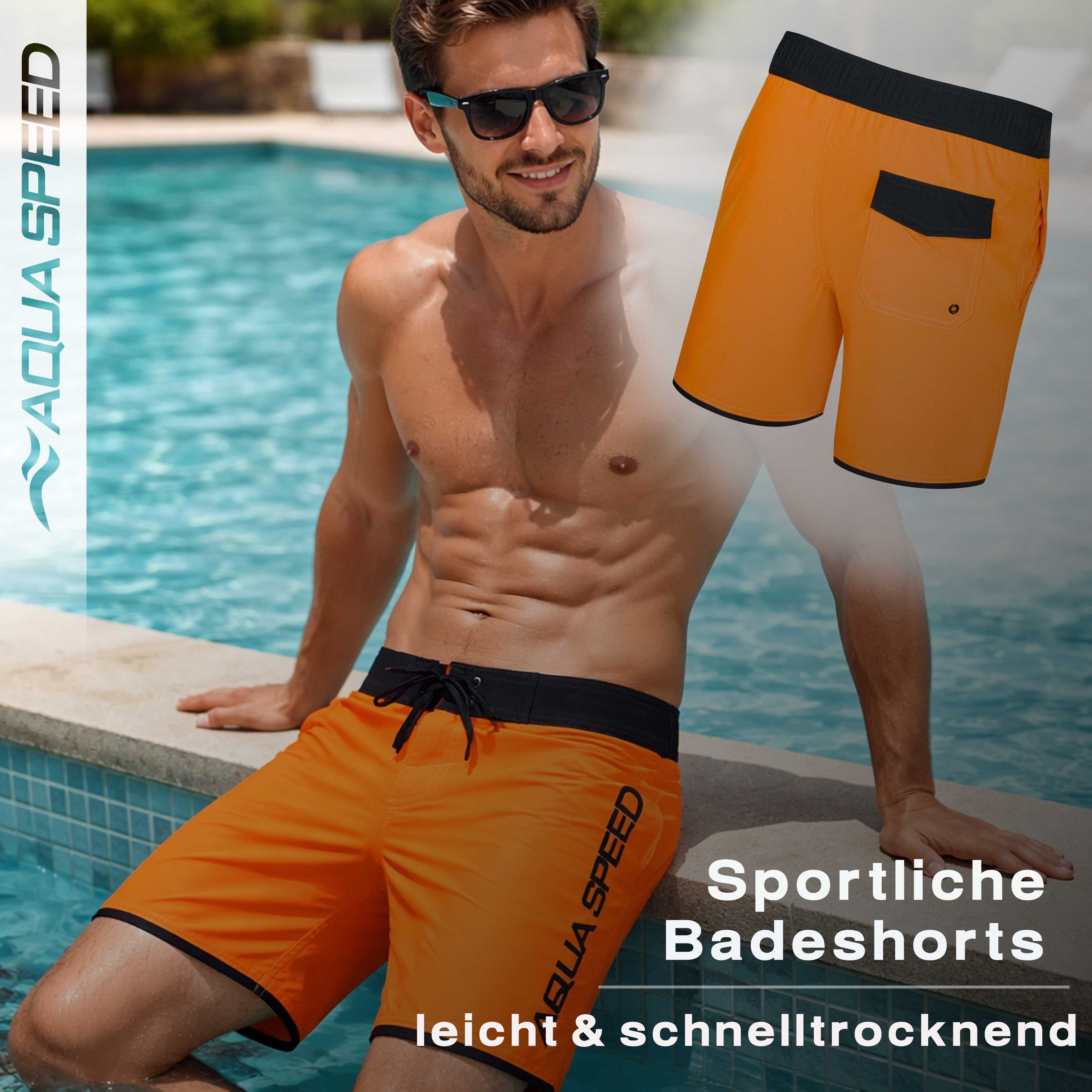 Aqua Speed Boardshorts (EVAN Strandhose Badeshorts Badehose Schwimmhose Männer) Komfortabler Schnitt unterstützt vielseitige Sommeraktivitäten