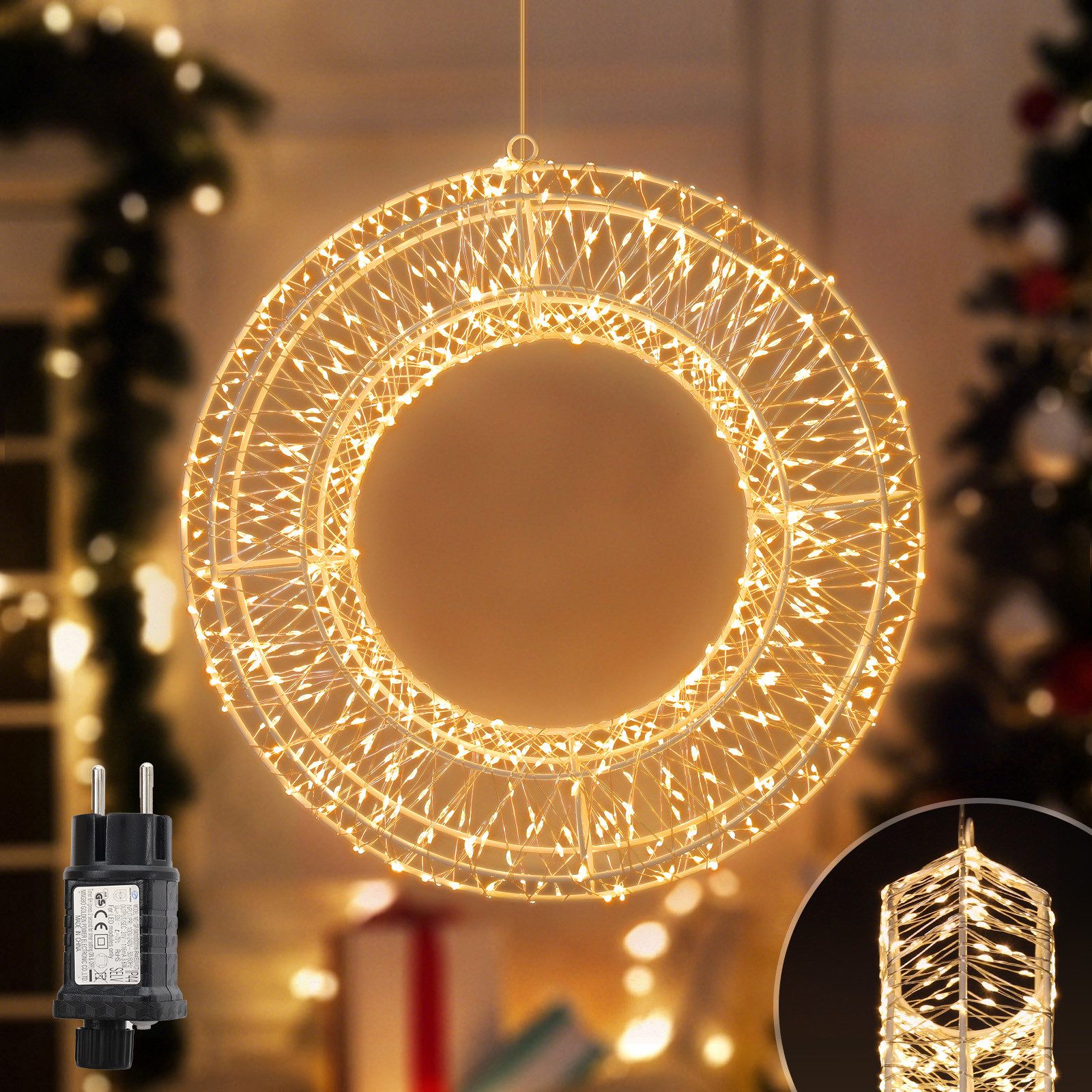 Salcar LED-Lichterkette Lichtkranz LED 3D-Dekokranz Weihnachtskranz Hängekr günstig online kaufen