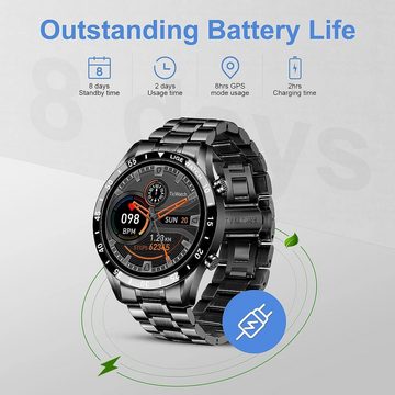 Lige Smartwatch (Android iOS), Herren Fitness Tracker mit Herzfrequenz Schlafmonitor wasserdichte Uhr
