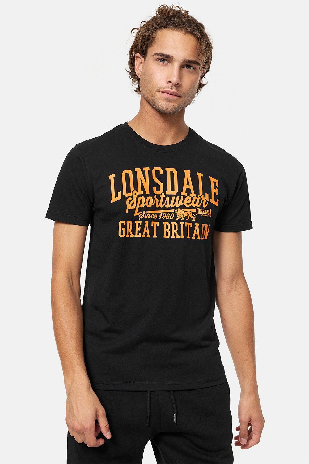 Lonsdale T-Shirt DERVAIG Marl Grey/Black