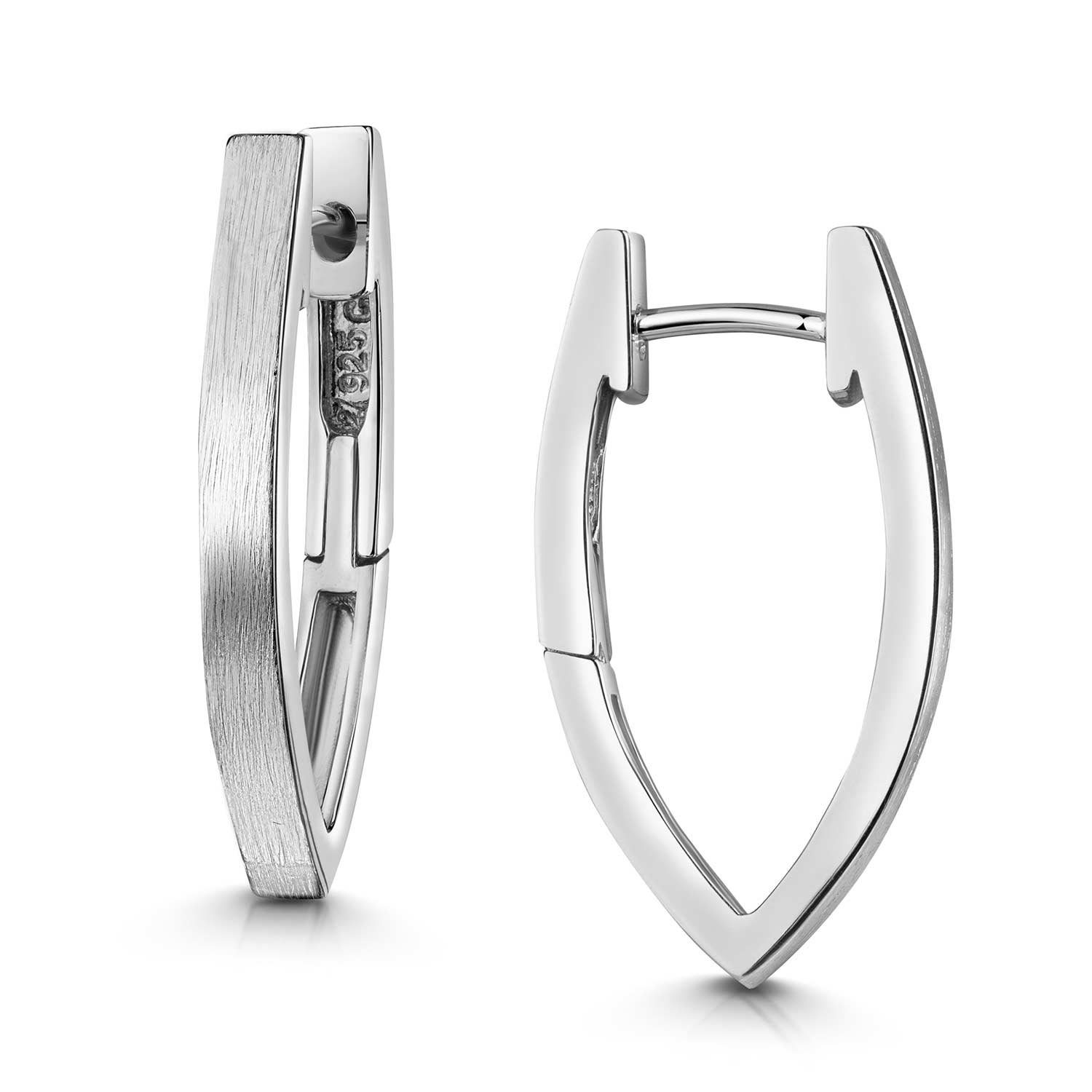 Materia Klappcreolen Spitze Creolen oval mattierte Optik SO-153, 925 Sterling Silber, rhodiniert