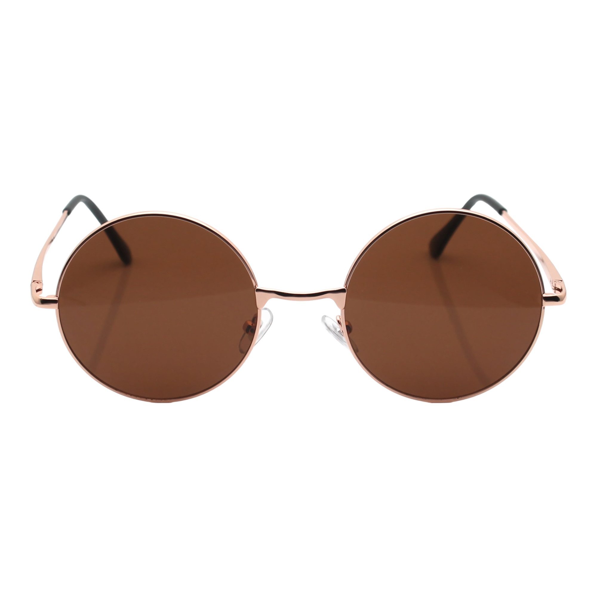 Rennec Sonnenbrille (Große Runde Brille inklusive Brillenbeutel) Nickelbrille mit Federscharniere und getönten Gläsern