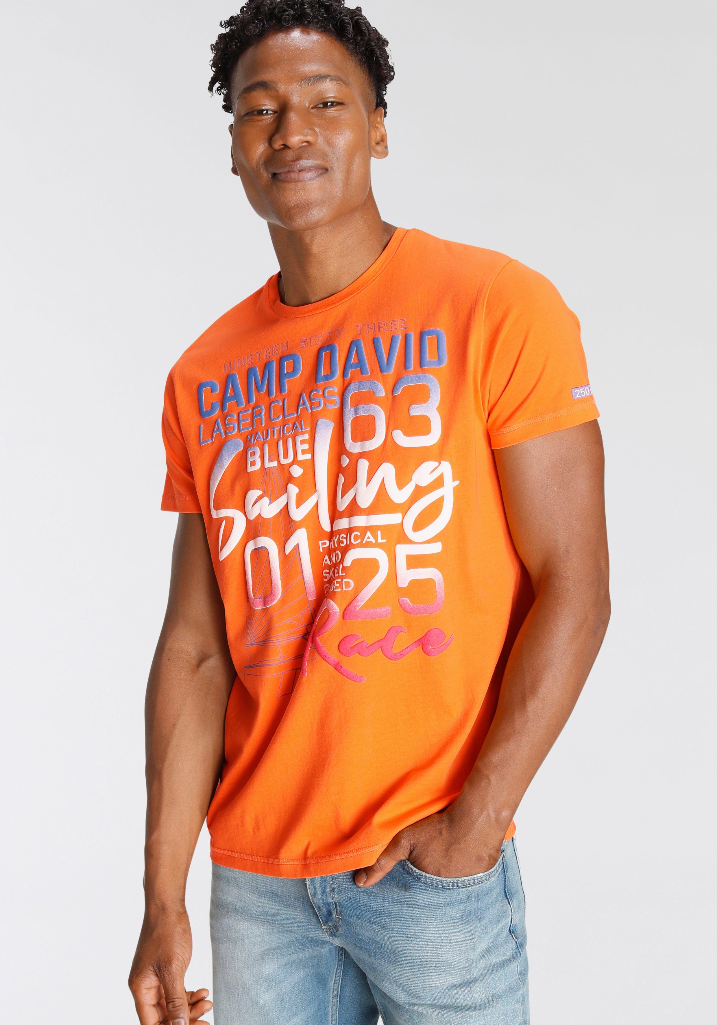 CAMP DAVID T-Shirt, Rundhalsausschnitt mit Rippblende