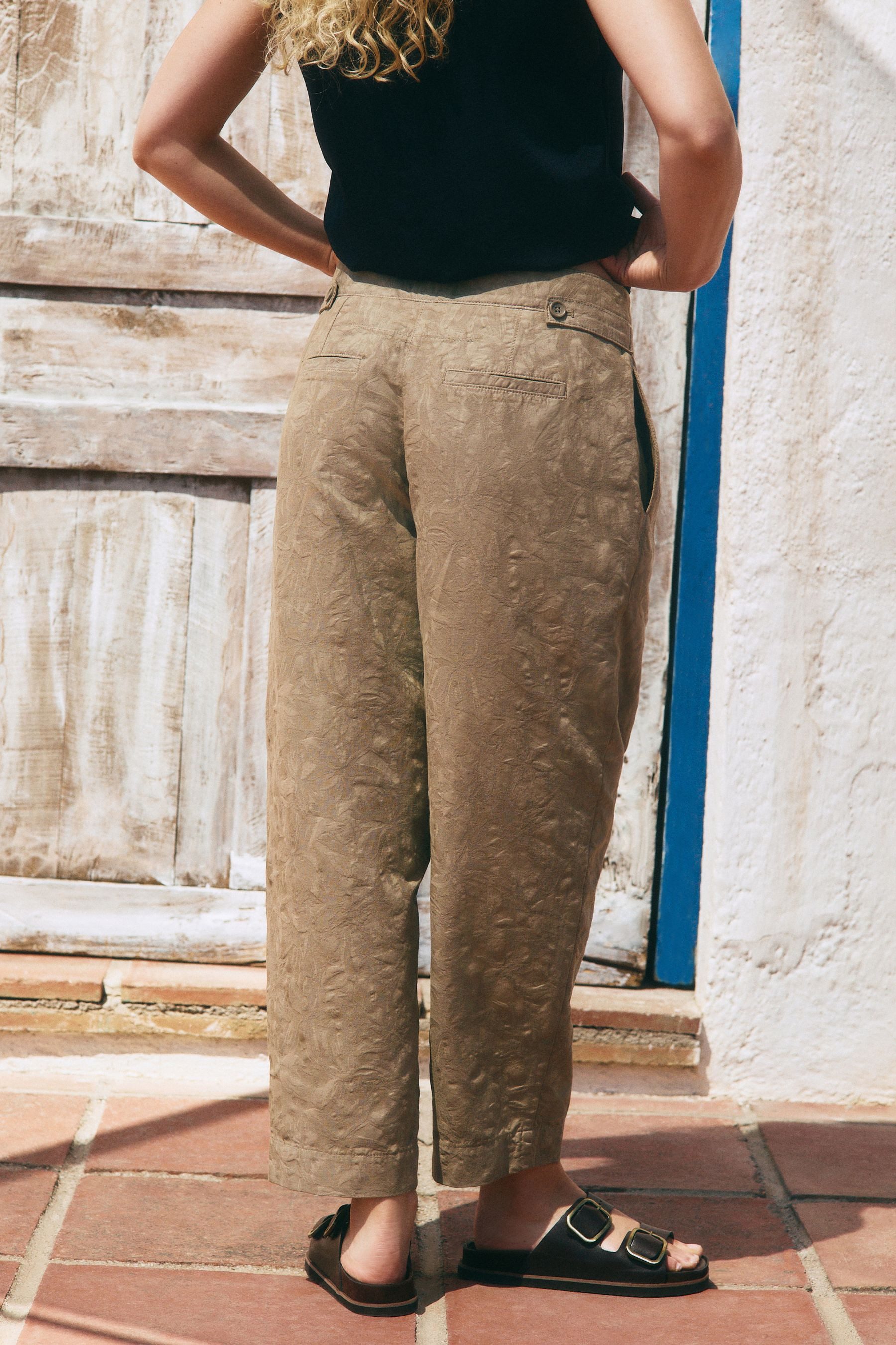 Next Stoffhose Barrel Hose aus 100 % Baumwolljacquard (1-tlg) günstig online kaufen