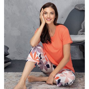 Ammann Pyjama Damen-Schlafanzug Single-Jersey Blumen