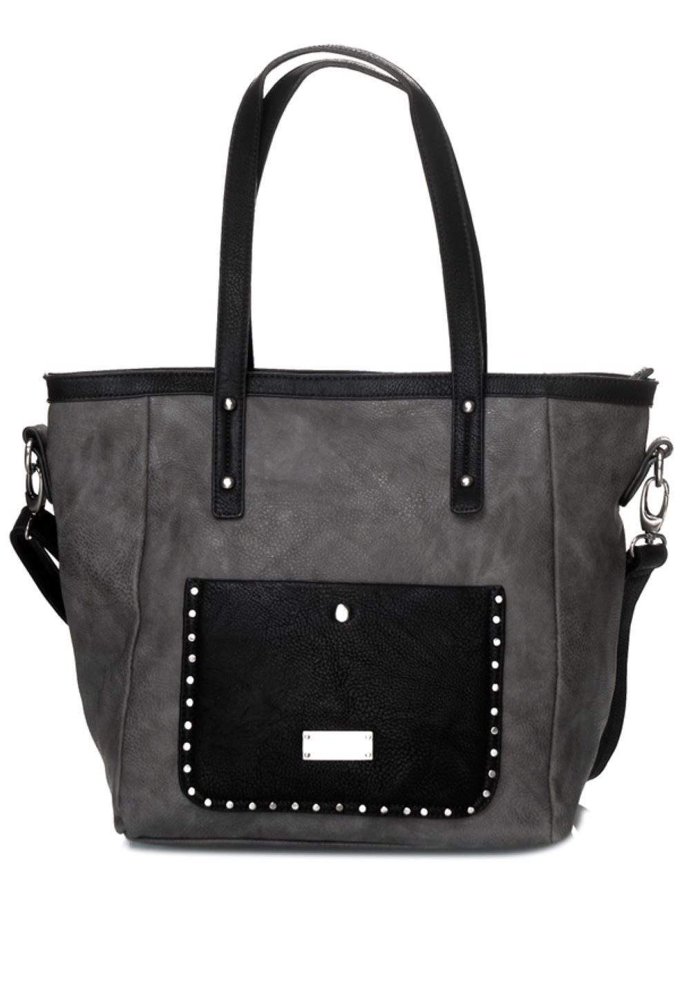 Goodman Design Handtasche Damen-Handtasche in Grau - Schwarz – Urban Chic mit rockigem Touch, Hochwertiges Kunstleder – robust, pflegeleicht und vegan