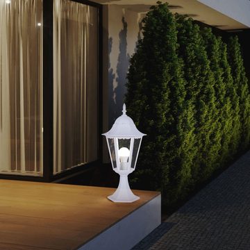 etc-shop LED Außen-Stehlampe, Leuchtmittel inklusive, Warmweiß, Außen Steh Lampe weiß Garten Weg Laterne ALU Balkon Sockel Leuchte im