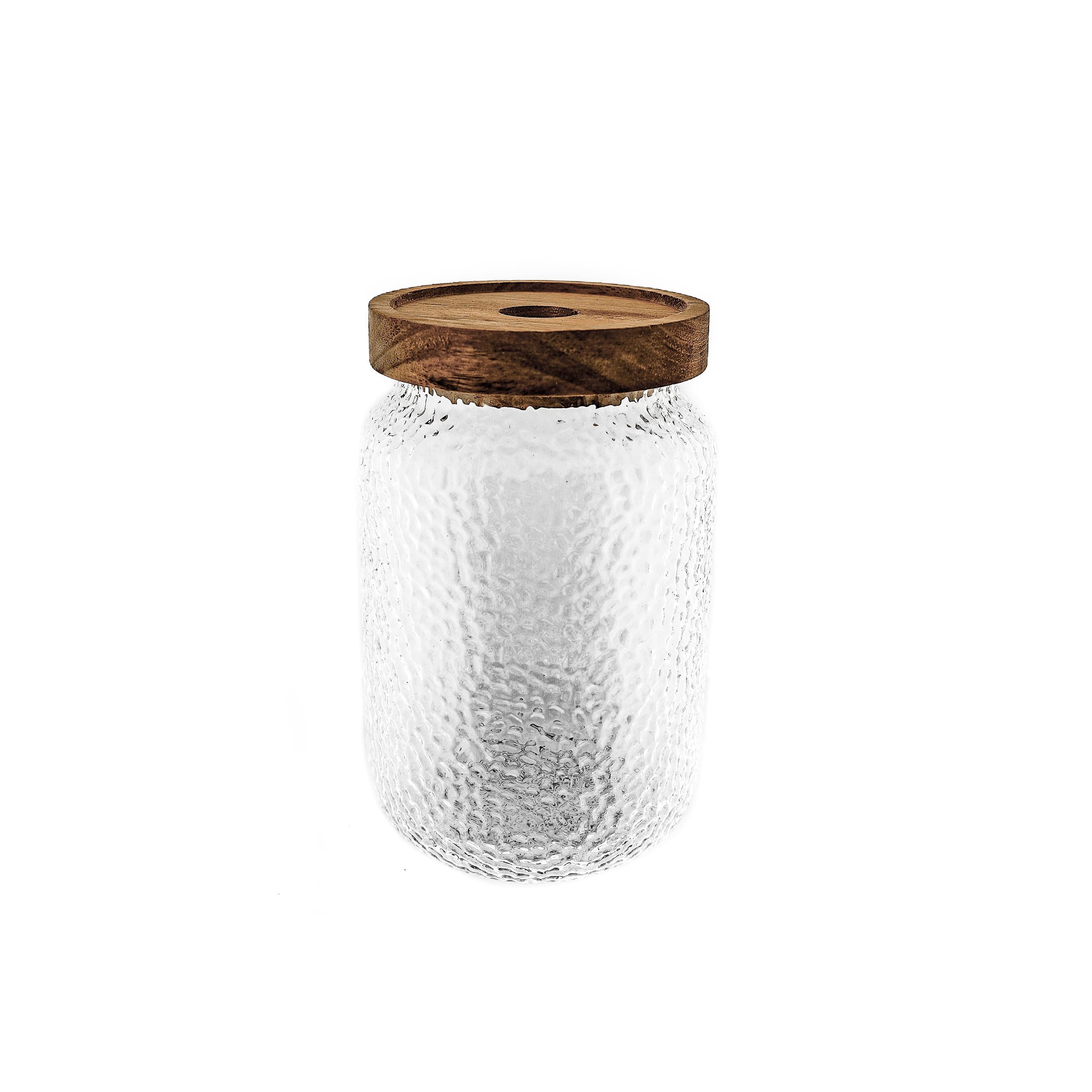Mulex Vorratsglas 3er Set Vorratsbehälter aus Borosilikatglas mit luftdichtem Holzdeckel