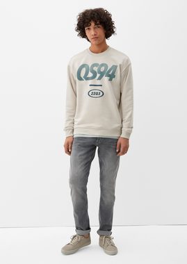 QS Sweatshirt Sweatshirt mit Frontprint Rippblende, Rippbündchen